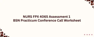 NURS FPX 4065 Assessment 1 BSN Practicum Conference Call Worksheet